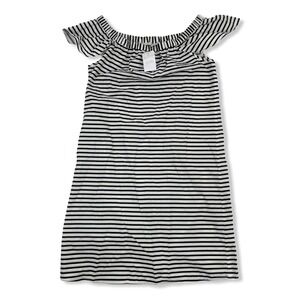 NWT J.Crew Factory Black White Striped Off The Shoulder Dress Sz XS 100% Cotton
